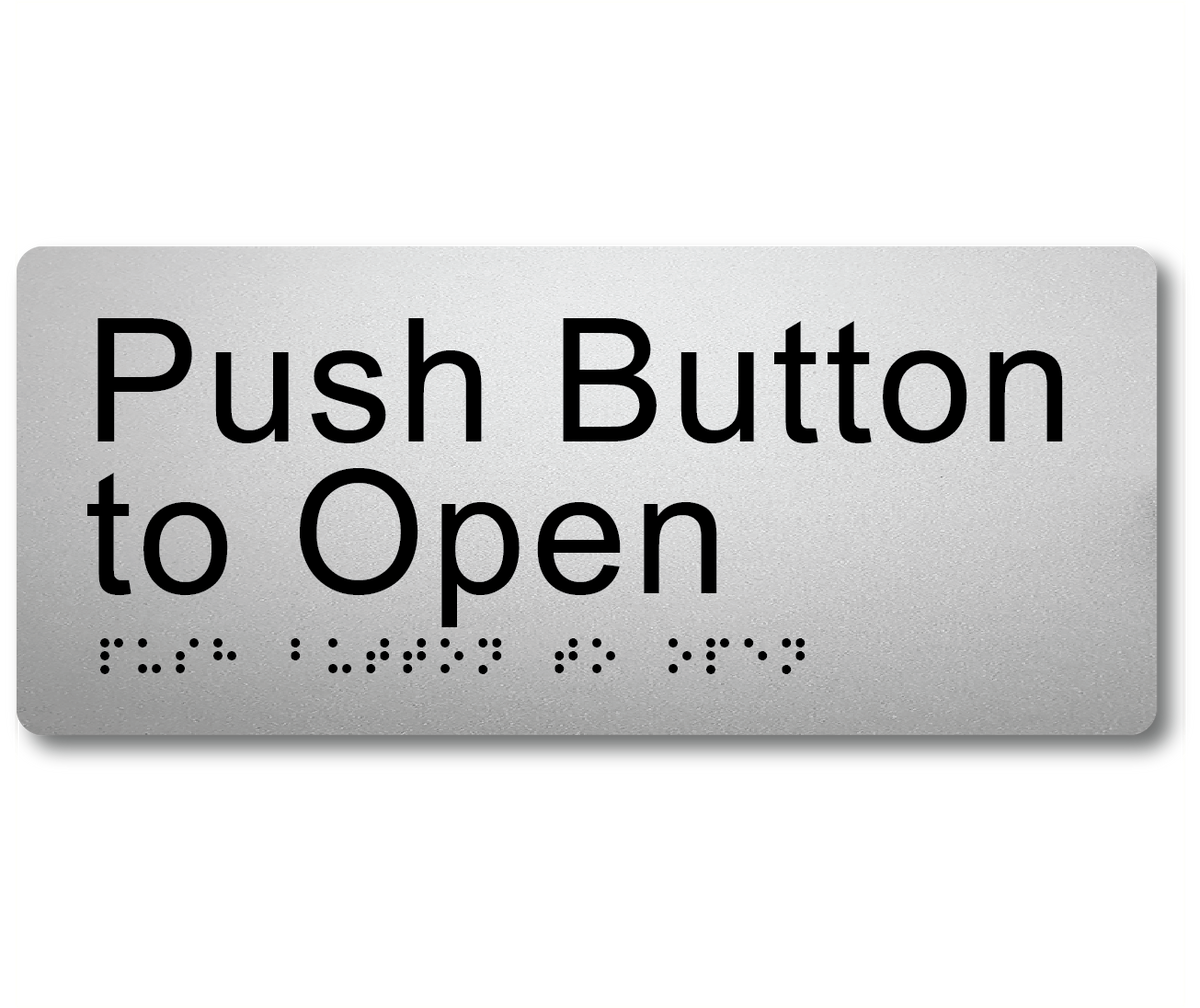 Push Button to Open Braille Sign | Braille Co